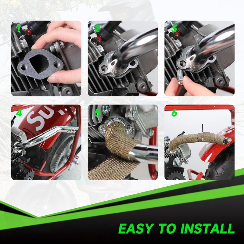 XIKOBY Header Exhaust Pipe Kit Compatible with Predator 212cc 224cc 196cc 6.5HP GX160 GX200 Engine Coleman Mini Bike CT200U BT200X CT200U-EX KT196 Go Kart Baja MB200 with Main Jets Parts (Silver) - Image 4